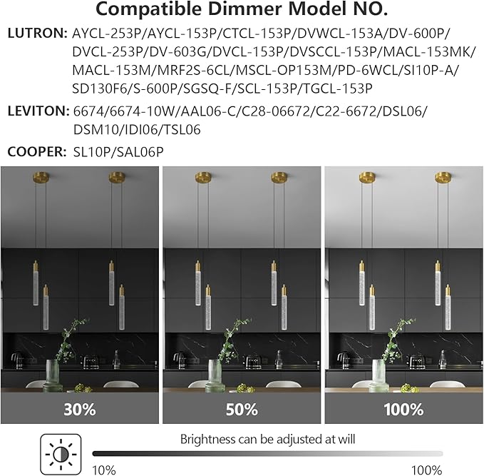 Modern Light Fixture Kitchen Island Pendant Light Dimmable LED Gold Pendant Lights Mini Crystal Pendant Lighting for Bedroom Dining Room Living Room（2-Light ）