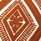 Alysheer Embroidered Decorative Throw Pillow Covers 18x18 inches Set of 2 Pieces, Boho Geometric Modern Chic Classic Pattern Cotton Cushion Cases for Sofa Couch Bed Living Room(Burnt Orange)