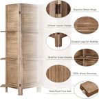 Room Divider with Shelves, Privacy Screen, Room Dividers and Folding Privacy Screens, 6 Panel Wood Temporary Wall Partition Separation Separator, Brown