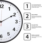 LEIKE Metal Large Wall Clock 24IN Black, Retro Silent Quartz Battery Operated, Decorative for Patio, Kitchen, Living Room, Bedroom, Pool