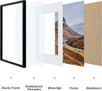 Vittanly 16x24 Picture Frames Set of 9, Shatter Resistant Plexiglass, Display 12x18 Pictures with Mat or 16x24 without Mat, Photo Frames for Wall or Tabletop, PVC Frame, Black