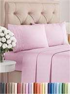 Full Size 4 Piece Sheet Set - Comfy Breathable & Cooling Bed Sheets Set - Hotel Luxury Bedding for Women, Men, Kids, Teens, Boys & Girls - Deep Pockets, Soft and Wrinkle Free - Oeko-Tex - Light Pink