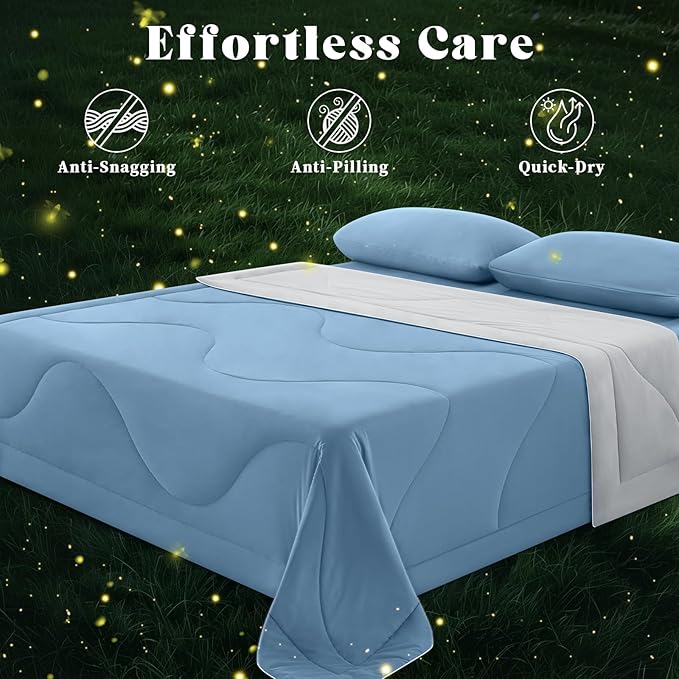 Cooling Comforter Twin Size, Double-Sided Cooling Blanket for Hot Sleepers & Night Sweats, Arc-Chill Q-Max > 0.4 Breathable Ice Blanket, Lightweight Cold Comforter (68''x90'', Light Blue)