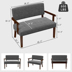 Accent Chair 2 Seat, Arm Chairs with Soft Seat and Armrests for Living Room, Love seat for Dining, Reading, and Waiting Rooms (Gray)