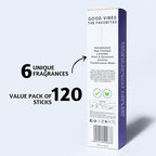 Folkulture Incense Sticks | Set of 6 (120 Non Toxic Insence-Sticks) with 45 Mins Burn Time | Lavender, Frankincense, Rose and Geranium, Jasmine, Sandalwood | Organic Nag Champa Inscents-Sticks