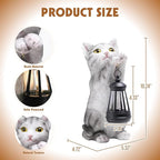 Solar Cat Garden Statue: Outdoor Cat Statues for Garden with Lights for Yard Art Lawn Ornaments Porch Patio Balcony Home House - Gardening Gifts for Women Grandma Mom
