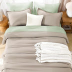 Litanika Oatmeal Comforter Full Size, 3 Pieces Lightweight Solid Bedding Comforter Set, All Season Fluffy Bed Set (79x90In Comforter & 2 Pillowcases)