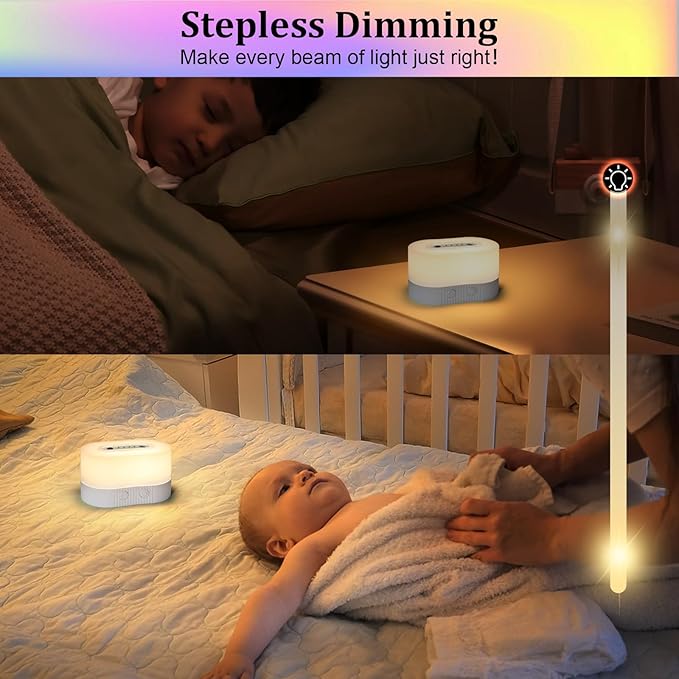 TRELC Portable Bedside Table Lamp, Atmosphere Light, LED Night Light with Magnetic Base, 8 RGB Colors & 3 Brightness, Cordless Rechargeable Ambient Light for Bedroom, Living Room, Gathering