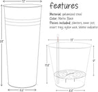 KOL 28'' Tall Galvanized Steel Planter Pot - Flower Pot with Water Level Indicator for Plants - 2-Pack Self Watering Planters - Round Black Powder Metal Planter Box - Indoor Outdoor Grande Plant