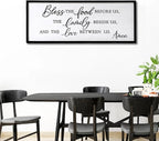 Bless the Food Before Us, the Family Beside Us, and the Love between us Framed Wall Art for Christian God Jesus Christ Prayer, 40''×15'' Positive Holy Religious Rustic Bible Verse for Dining Room