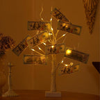 Meonua2-pack Money Tree Gift Card Holder LED Twig Lights - Battery/USB Powered Light Up Display with 22 Clear Clips for Birthday Wedding Photo (Warm Color)