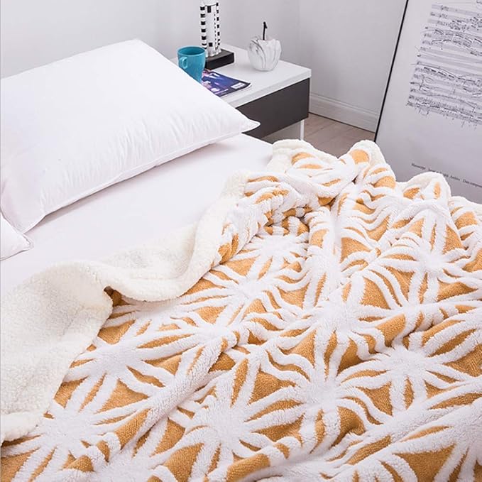 UKELER Yellow Sherpa Fleece Blanket Ultra Plush Lightweight Throw Blankets Cozy Soft Luxury Blanket for Couch Bed 60'' x 50''