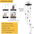 Modern Crystal Pendants Lighting Mini Chandelier for Kitchen Island LED Dimmable Ceiling Handing Lighting Adjustable Flush Mount Ceiling Light for Dining Room Hallway