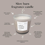 Hidden Label Large Scented Candle, Amber Wood & Jasmine, 30oz 3 Wick Huge Candle, Serene Collection Slow Burn Natural Soy Candles for Home Scented