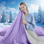 Cooling Comforter King Size, Double-Sided Cooling Blanket for Hot Sleepers & Night Sweats, Arc-Chill Q-Max > 0.4 Breathable Ice Blanket, Lightweight Cold Comforter (108''x90'', Purple)