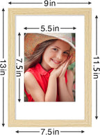 Vittanly 8x12 Picture Frames Set of 9, Shatter Resistant Plexiglass, Display 6x8 Pictures with Mat or 8x12 without Mat, Photo Frames for Wall or Tabletop, Engineered Wood, OAK