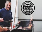 Personalized BBQ Grill Name Sign Custom Grill Sign Outdoor Kitchen Decor Grill Gifts for Dad Backyard BBQ Metal Sign BBQ Grill Sign Barbecue Outdoor Man Cave Decor