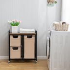 Laundry Basket Organizer - Hampers with 3 Compartments, Sliding Laundry Sorter Bags, Top Storage Shelf, Metal Frame