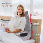 Nestl Reading Pillow Large Bed Pillow, Back Pillow for Sitting in Bed Shredded Memory Foam Chair Pillow, Reading & Bed Rest Pillows Grey Lavender Back Pillow for Bed, Bed Chair Arm Pillow with Pockets