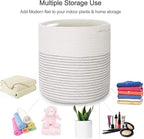 Woven Cotton Rope Plant Basket for 11 12" Flower Pot Floor Indoor Planters, Decor Basket for Plants Storage Organizer Modern Home Decor (12" x 12", White)