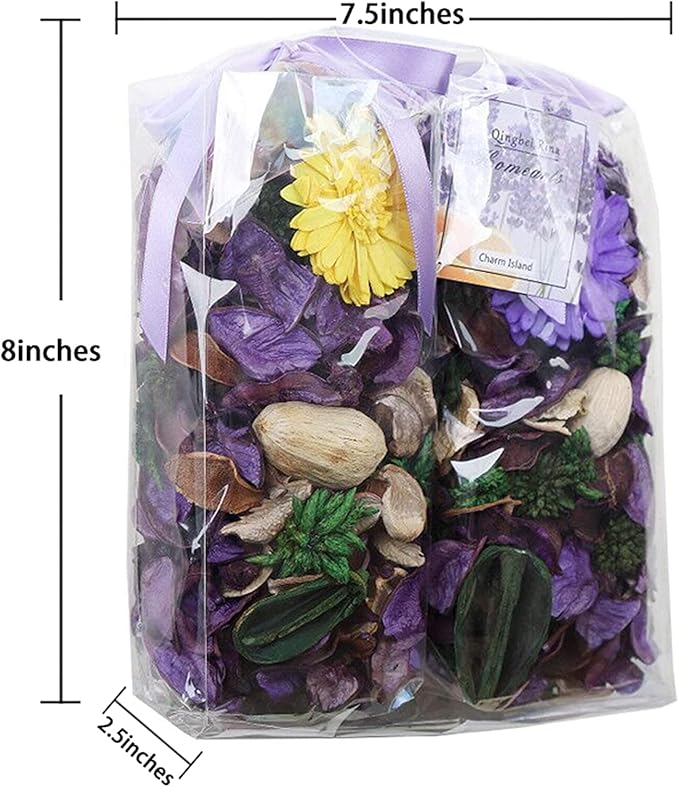 Qingbei Rina Halloween Potpourri Bags, Purple Decorative Potpourri Bowl Filler, Lavender Scented Dried Flowers, Home Fragrance Sachet,2 Bags/8.4oz