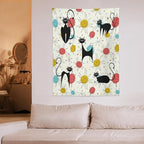 ICMOLYYENLO Abstract Cat Tapestry, Medieval Abstract Atomic Star Cat Vintage Home Wall Hanging Art Tapestry for Bedroom Living Room Dormitory 60x80 Inch