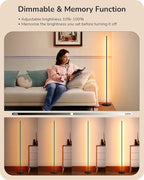 EDISHINE LED Corner Floor Lamp, 57.5" Minimalist Dimmable Sleek Light, Adjustable Height, Standing Tall Floor Lamps for Living Room, Bedroom, Office, 3000K Warm White Light, Black