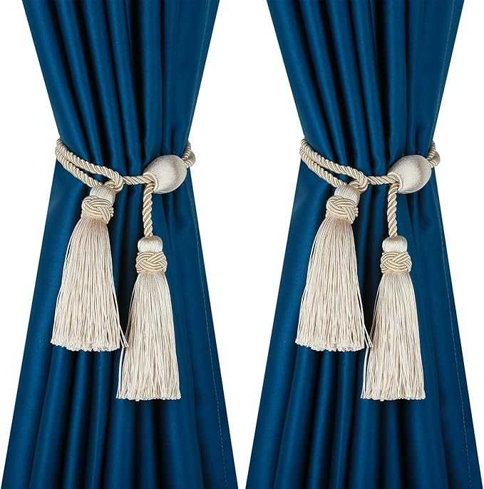 Curtain Tiebacks with Tassel,Modern Rope Window Curtain Ties Backs for Draperies, Outdoor Elegant Decorative Curtain Holdbacks