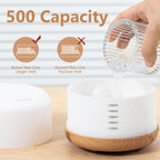 Oil Diffuser, 500ml Essential Oil Diffusers with 2 Mist Mode 4 Timers＆7 Ambient Light Waterless Auto Off, Diffusers Large Room Home Office
