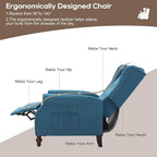 Wingback Recliner Chair with Massage and Heat, Tufted Fabric Push Back Recliner Chair for Living Room, Vintage Wingback Chair with Remote Control, Padded Cushion, Backrest, Wooden Legs