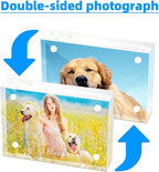 Mini Acrylic Picture Frame 2.5x3.5 Clear Double Sided Magnetic Photo Frames Block Frameless Acrylic Business Card Frame Desktop Display Stand for Office Home Decoration 20mm Thick (10 Pack)