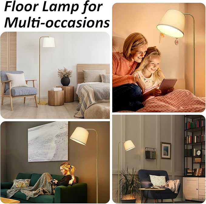 AKASUKI Floor Lamp for Living Room with 3 Color Temperatures, Foot Switch Standing Lamps for Living Room, Bedroom, Office, Arc Mordern Floor Lamp with 9W LED Bulb Included