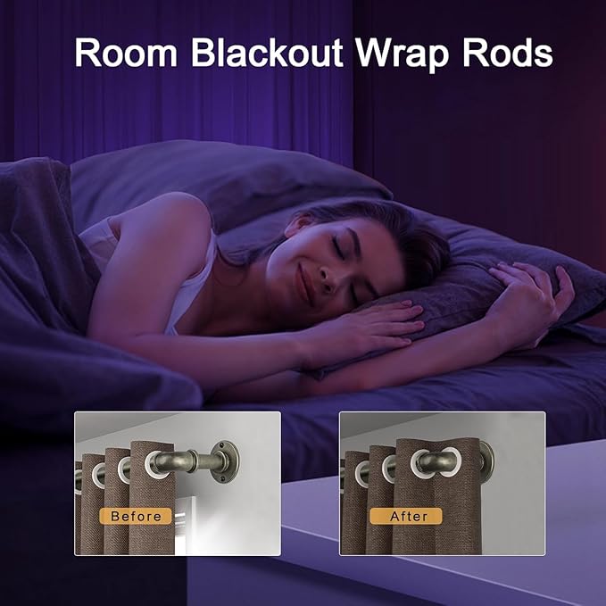 Industrial Curtain Rods 18 to 144 in,Blackout Curtain Rod,Adjustable Length,1 in Diameter Pipe,Wall or Ceiling Mounted,for Bedroom and Living Room (Antique Silver 18” to 144”)