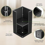 Tall Planters 26 Inch Square Metal Plant Pot with Removable Insert Shelf and Drainage-Modern Tall Black Planters for Indoor & Outdoor-Front Porch,Patio,Garden (14" L X 26" H)