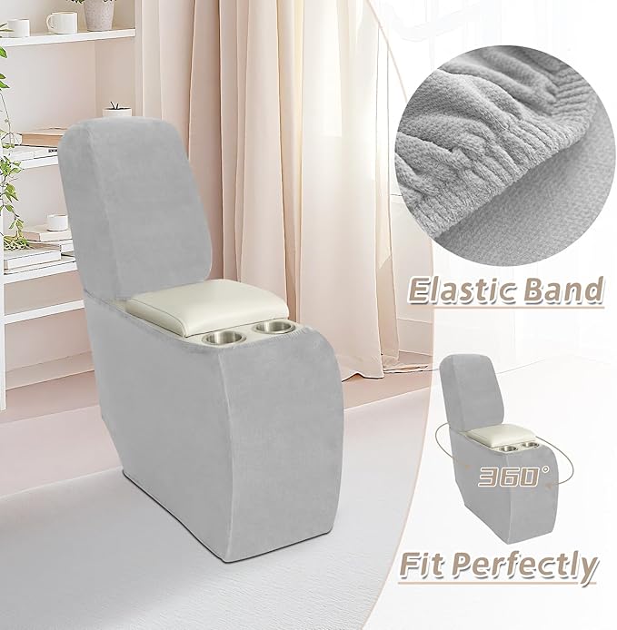 Arfntevss Sectional Recliner Couch Covers Velvet Corner Sectional Sofa Cover for Reclining Couch Stretch L Shape Recliner Slipcover Washable Middle Console Protector (1 Console Cover, Silvery Gray)