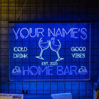 Personalized Bar Signs with Your Name for home wall light up with personalized pub name, man cave accessories, beer themed neon customizable lighted sign