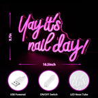 Kavaas Yay It's Nail Day Neon Sign - Neon Sign for Salon Bar, Beauty Room, Bedroom - Great Gift for Nail Tech Girls, Christmas, Birthday