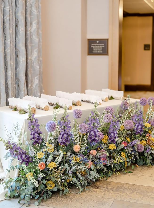 8PCS Purple Delphinium Artificial Flowers with Clematis Greenery Long Stem Flowers 29.5" Dark Purple Artificial Flowers for Wedding Centerpieces Silk Flowers for Home Decor Indoor (Purple)