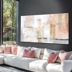 Gold Abstract Wall Art Decor Minimalist Oil Paintings 24"x48" Canvas Wall Art for Living Room Modern Framed Pictures for Wall Home Office for Women Ready to Hang