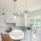 Nickel Hammered Hand-Blown Glass Pendant Light, Pendant Lights Kitchen Island Brush Nickel Pendant Light Fixtures over Island Modern Kitchen Island Lighting Dining Light Fixture Bedroom Foyer 1 Pack