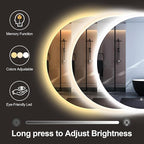 S·BAGNO 32'' Round Bathroom Mirror with Lights, LED Bathroom Vanity Wall Mirror with Anti-Fog, Stepless Dimmable, 3 Colors, Tempered Glass Lighted Vanity Smart Mirror for Bathroom(No Bluetooth)