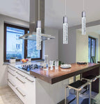 Modern Kitchen Island Hanging Light Fixtures Crytstal Pendant Lighting for Kitchen Island Chrome Mini Chandelier with 6000K Daylight Bulb