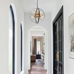 17.72'' Black Gold 8-Light Globe Sputnik Chandelier Modern Industrial Adjustable Hanging Ceiling Firework Pendant Light Fixture for Entryway Stairway Kitchen Dining Living Room Hallway