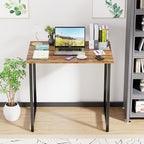 PayLessHere | 32 Inch Computer Desk | Brown | Office Desk with Metal Frame, Adjustable Feet | Water-Resistant, Scratchproof Surface | Sturdy Writing Table for Home Office or Study | Pack of 2