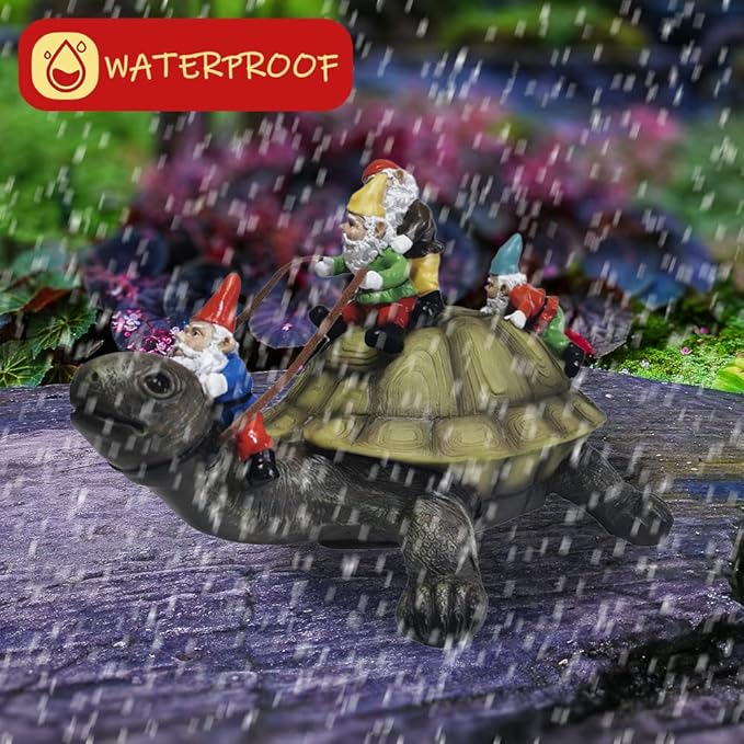 Sunthus Garden Gnome Turtle Statues Yard Art Resin Figurine Decorations Outdoor Garden Décor