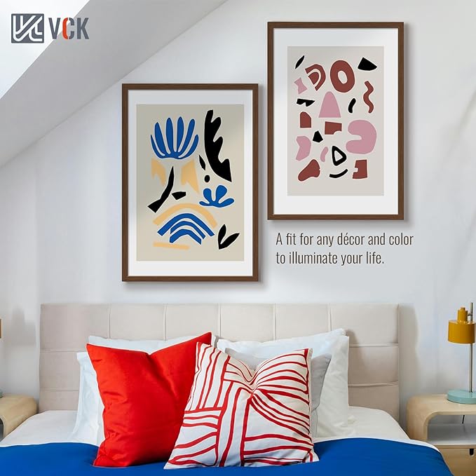 VCK 27x40 Brown Poster Frame 3 Pack, Wood Picture Frame with Exclusive Wood Grain, Wall Mounting Hanging