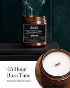 Scented Candles for Men | Bonfire, Mahogany & Teakwood Scented | Wooden Wick, Long Lasting, Masculine Scents | Natural Soy Jar Candle for Home, Bachelor Pad Decor | The Perfect Mens Gift.