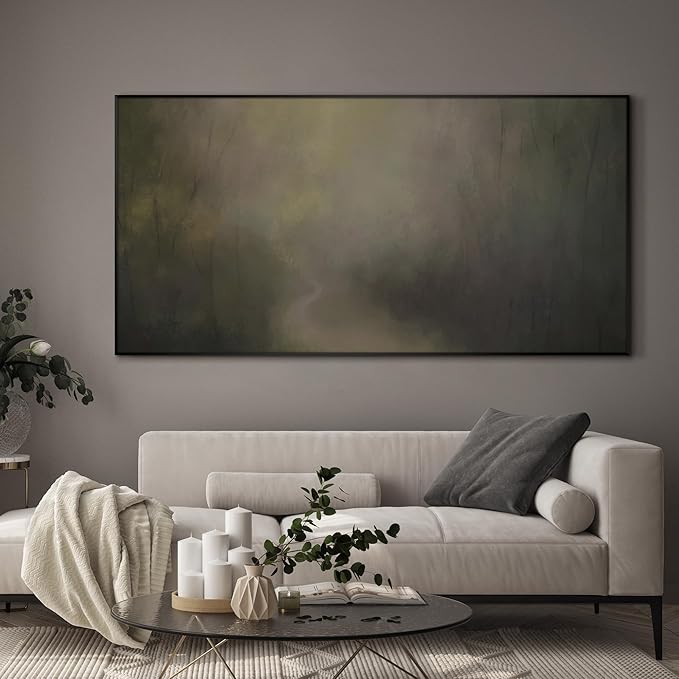 SIGNWIN 24"x46" Extra Large Framed Wall Art Muted Forest Path Soft Misty Woodland Scene Illustration for Home Living Room Bedroom Decor (Frame Assembly Required)