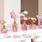 Pink Bud Vase Set of 24 - Small Glass Vase for Flowers, Bulk Mini Vases for Rustic Wedding Decor, Glass Vases for Centerpieces, Floral Arrangements, Clear Bud Vase