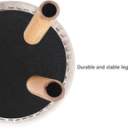 Asense Small Round Ottoman Foot Rest Stool Linen Padded Seat Footstool Ottoman with Anti-Slip Wooden Legs (White+Black,Linen)